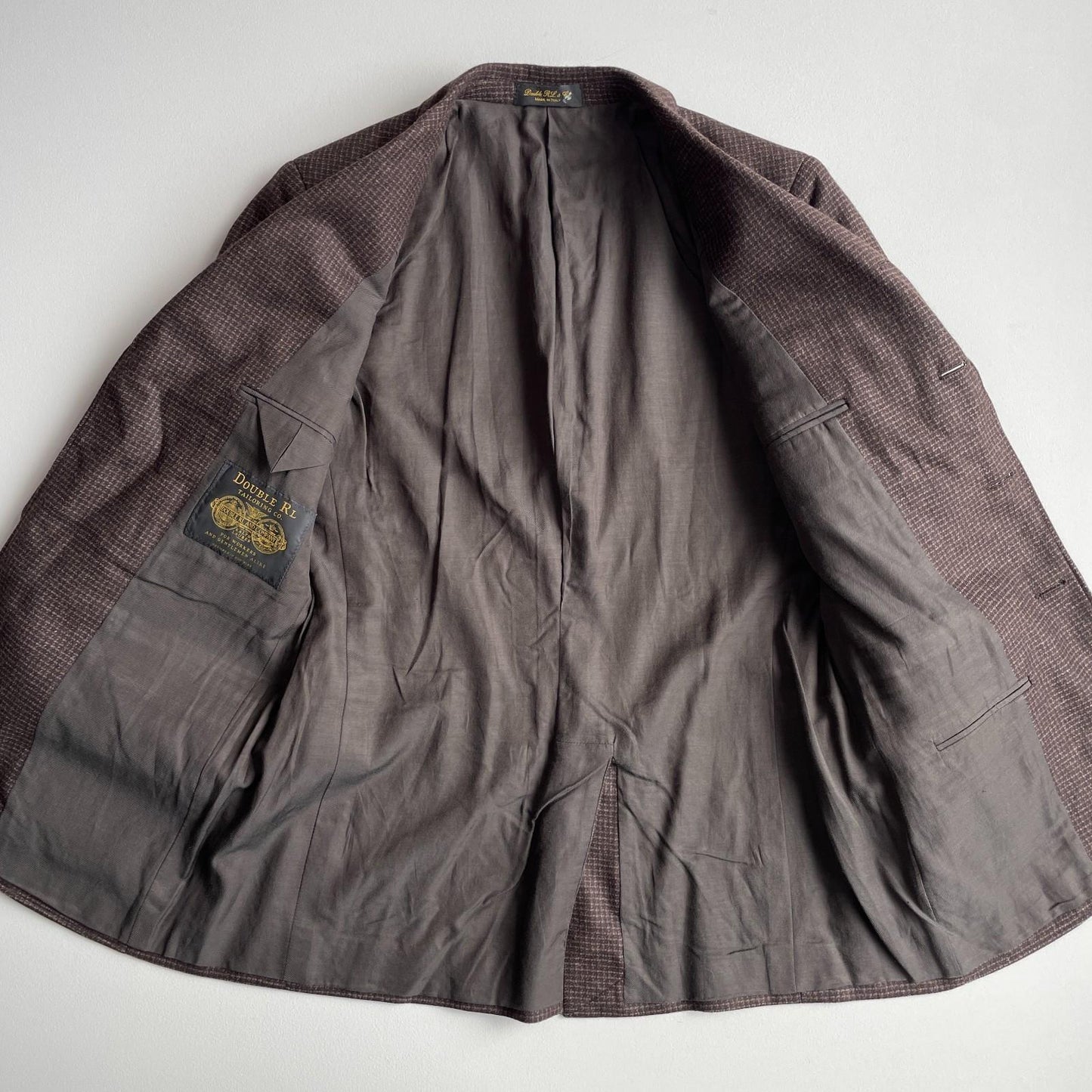 NWOT Ralph Lauren RRL (40R) Wool Tweed Micro-Check Brown/Maroon Sports Jacket