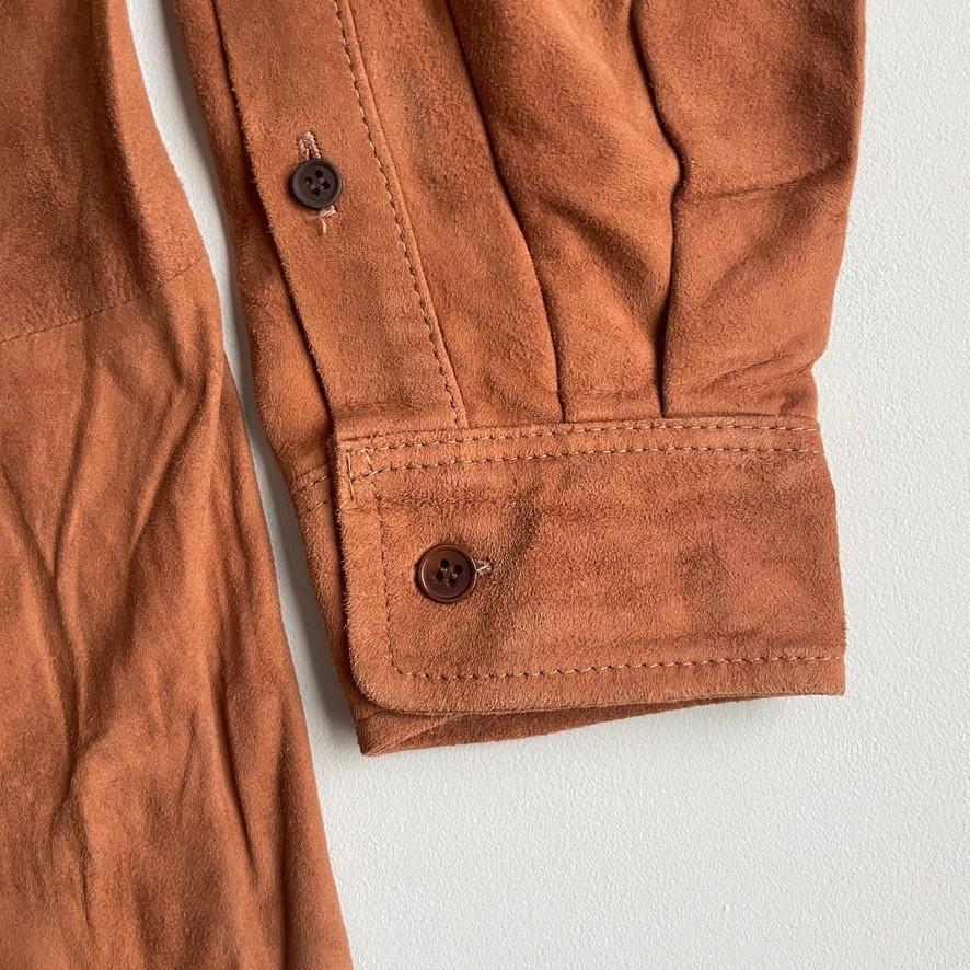 NWT Paul Stuart (M) Tawny Suede Leather Partial Lined Over Shirt