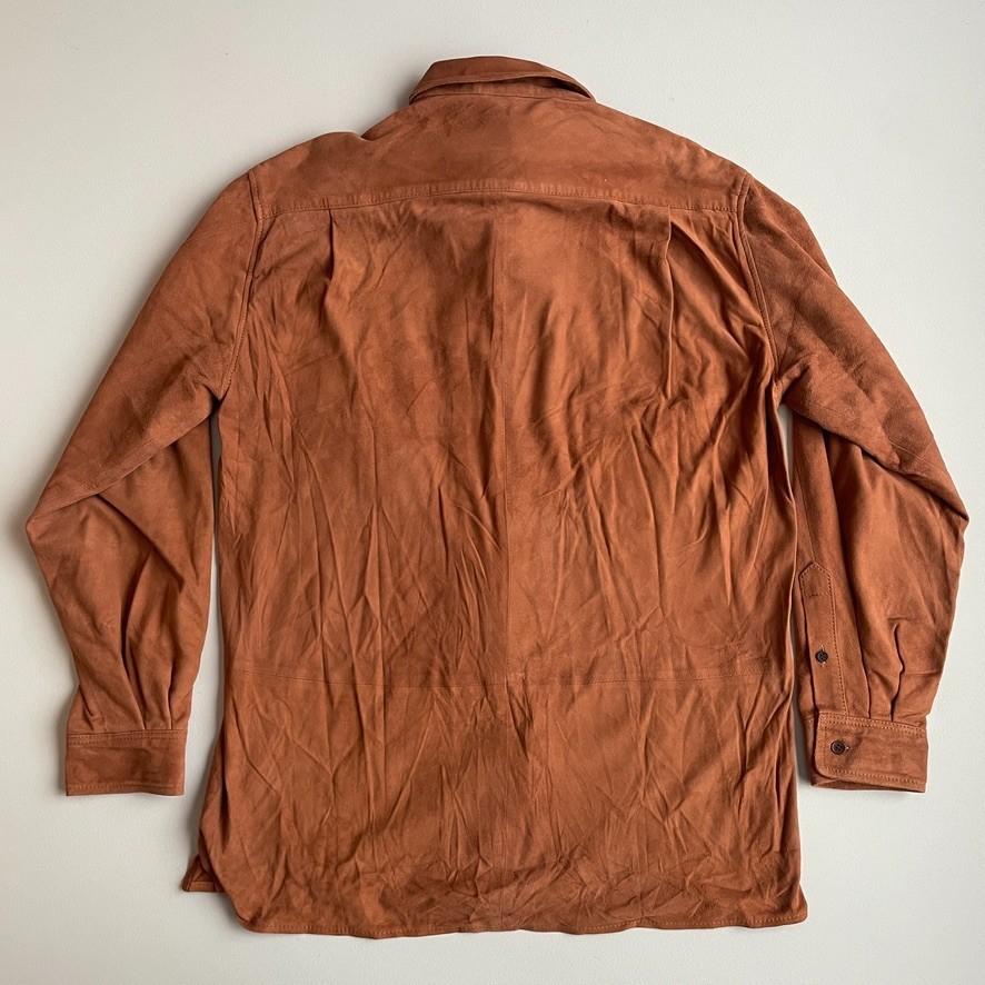 NWT Paul Stuart (M) Tawny Suede Leather Partial Lined Over Shirt