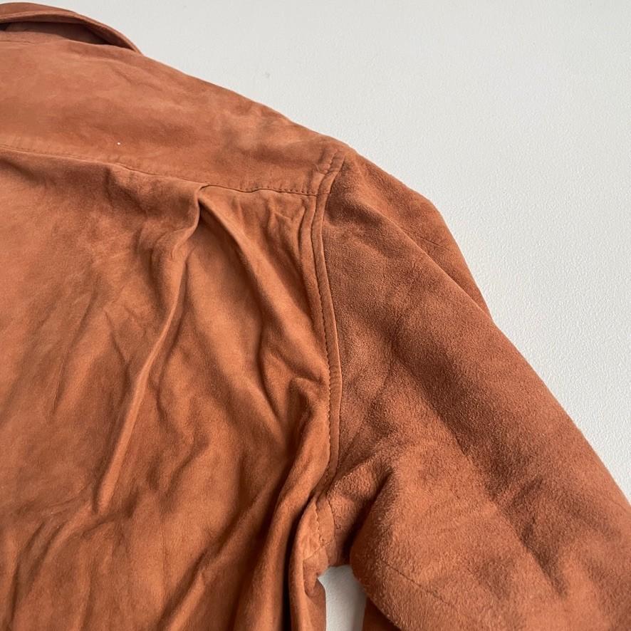 NWT Paul Stuart (M) Tawny Suede Leather Partial Lined Over Shirt