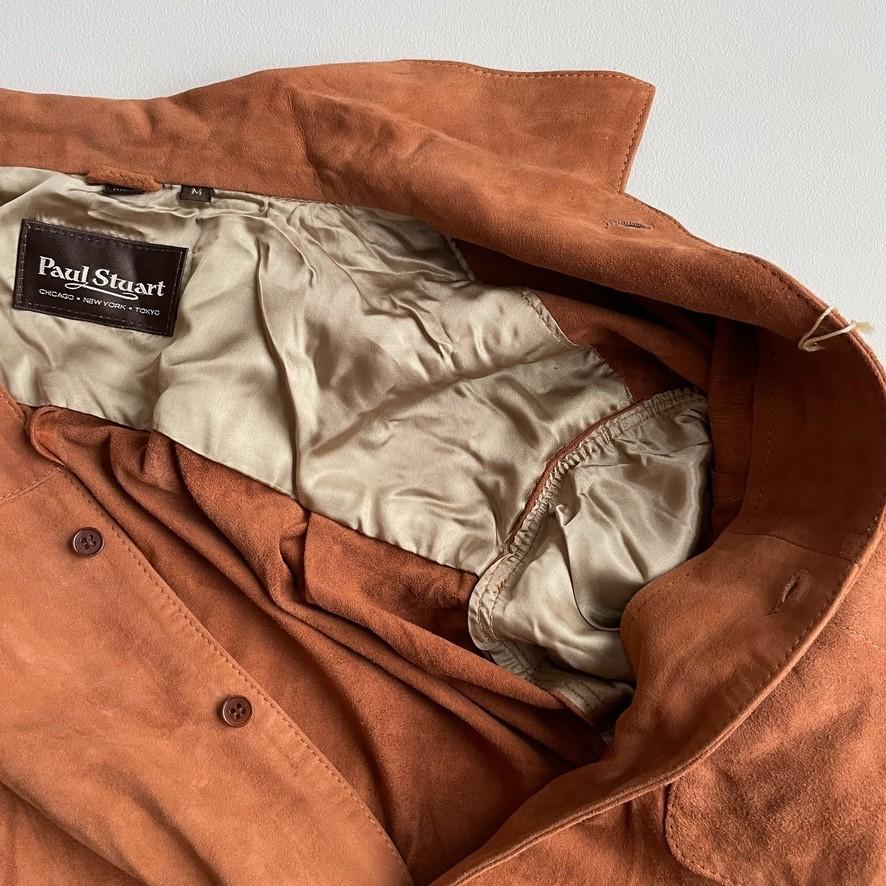 NWT Paul Stuart (M) Tawny Suede Leather Partial Lined Over Shirt