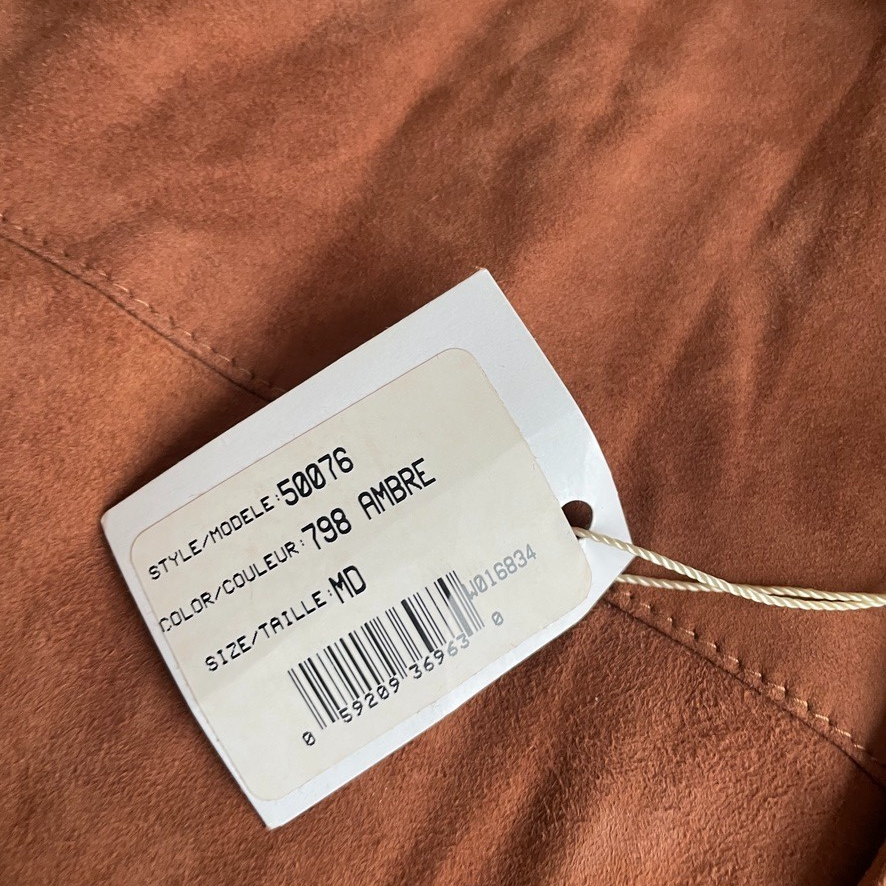 NWT Paul Stuart (M) Tawny Suede Leather Partial Lined Over Shirt