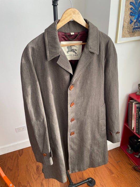 Burberry (54 / XL) Wool Linen Raglan Sleeve Back Belt Car Over Coat