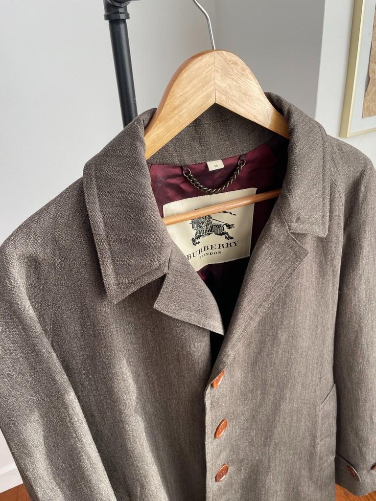 Burberry (54 / XL) Wool Linen Raglan Sleeve Back Belt Car Over Coat