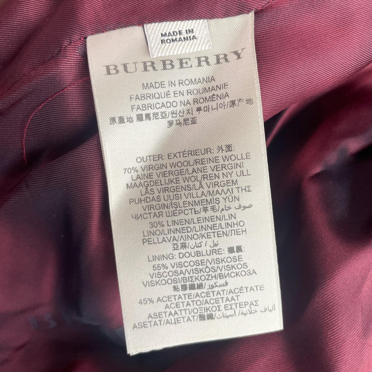 Burberry (54 / XL) Wool Linen Raglan Sleeve Back Belt Car Over Coat