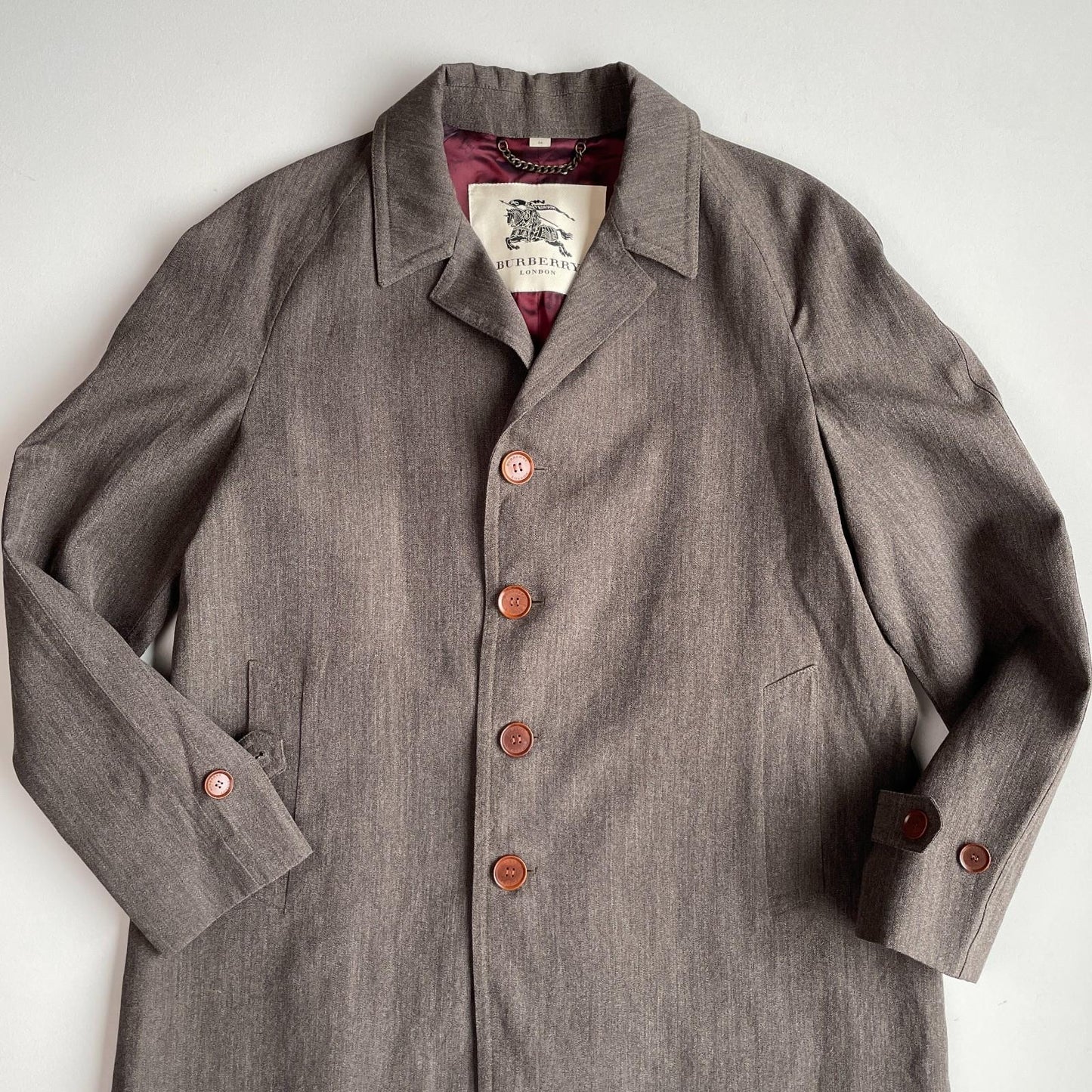 Burberry (54 / XL) Wool Linen Raglan Sleeve Back Belt Car Over Coat