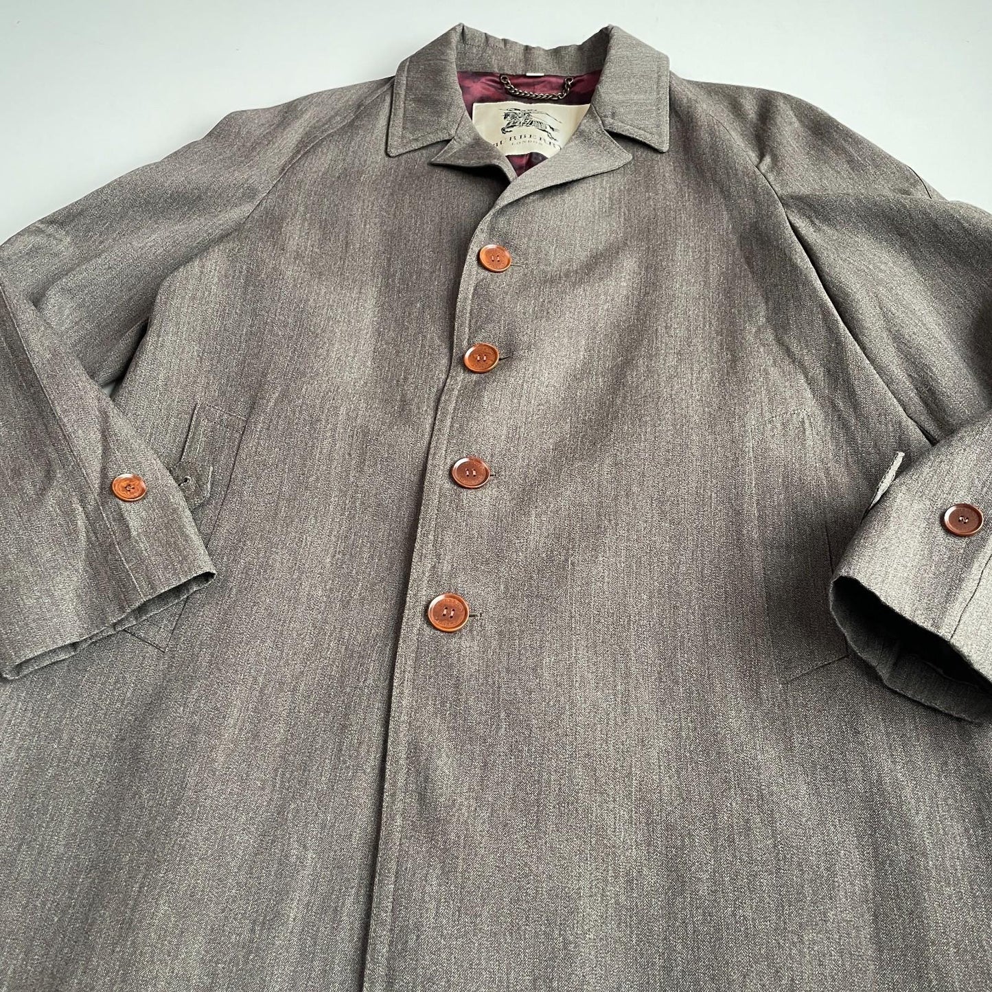 Burberry (54 / XL) Wool Linen Raglan Sleeve Back Belt Car Over Coat