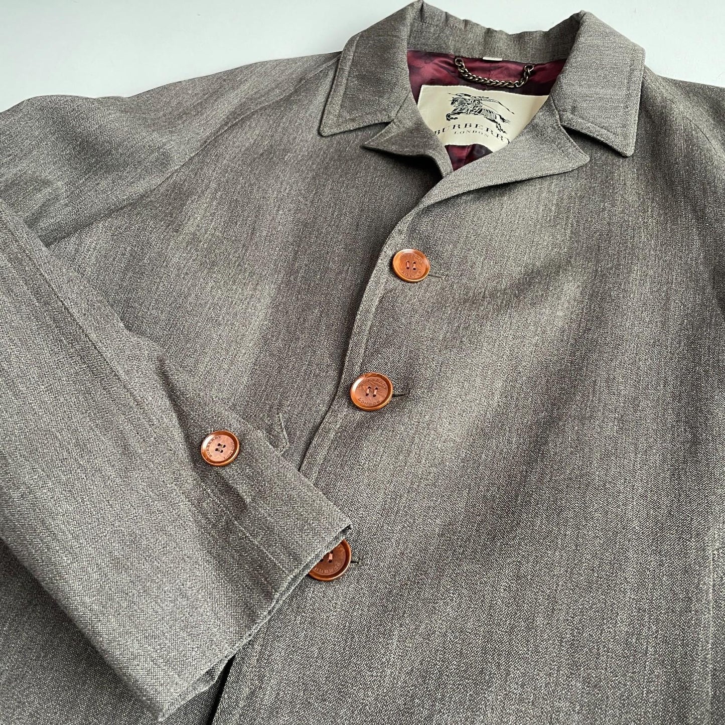 Burberry (54 / XL) Wool Linen Raglan Sleeve Back Belt Car Over Coat