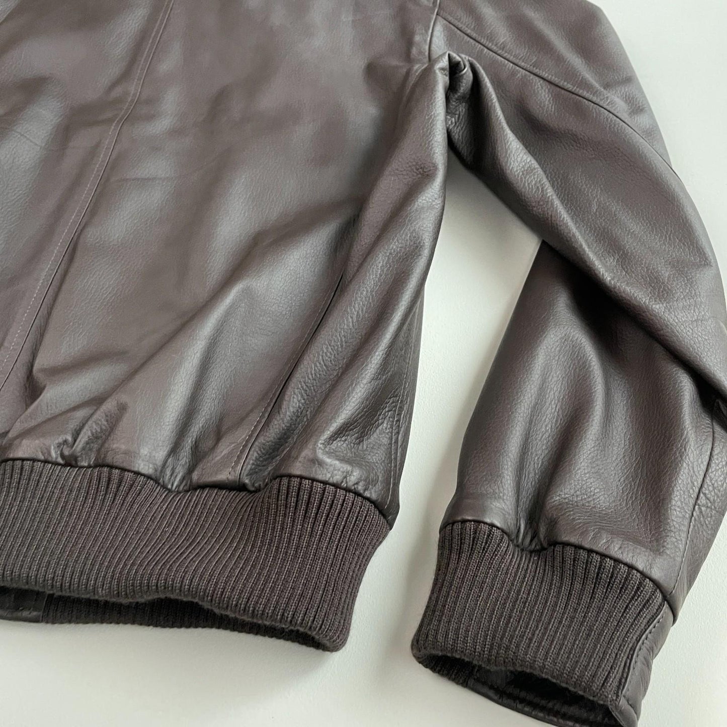 NWT Paul Stuart (XL) Deerskin Leather Chocolate Brown Bomber Jacket