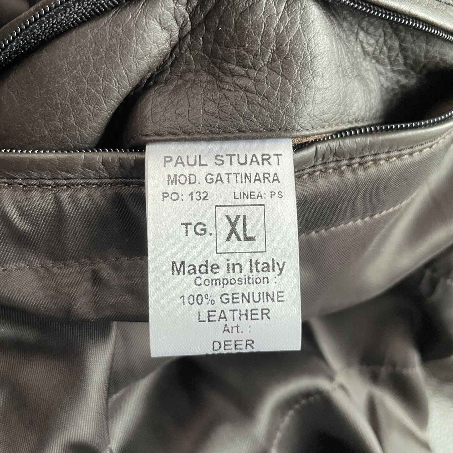 NWT Paul Stuart (XL) Deerskin Leather Chocolate Brown Bomber Jacket