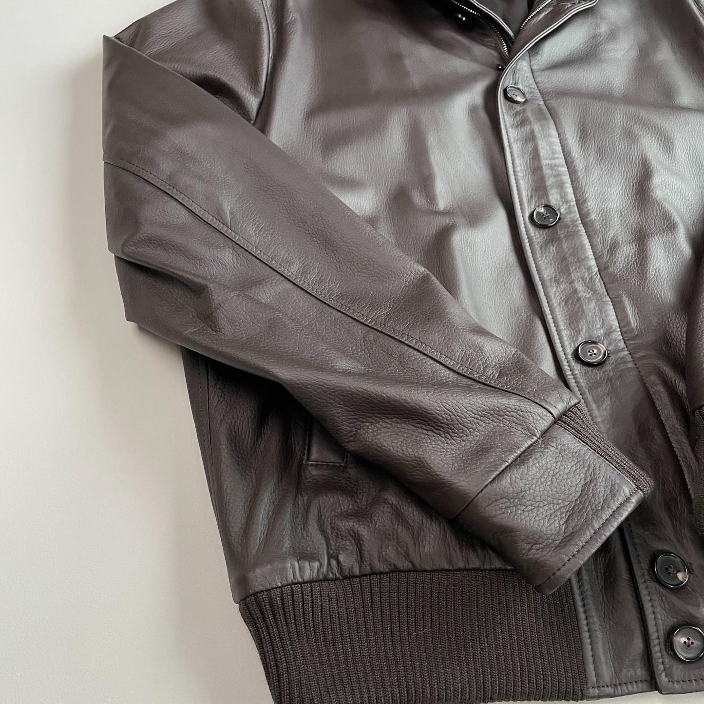 NWT Paul Stuart (XL) Deerskin Leather Chocolate Brown Bomber Jacket