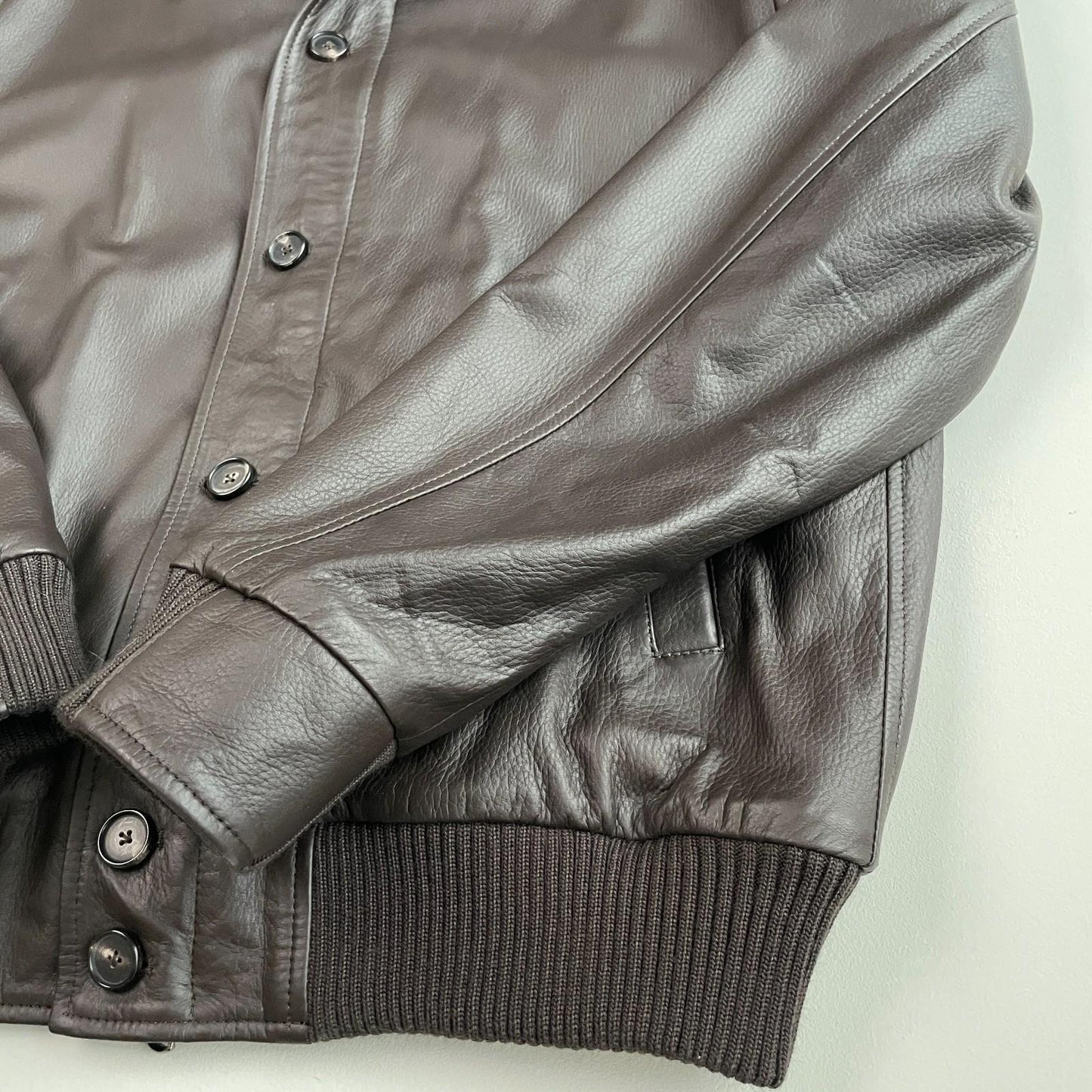 NWT Paul Stuart (XL) Deerskin Leather Chocolate Brown Bomber Jacket