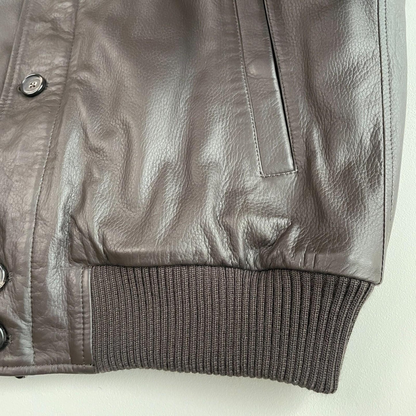 NWT Paul Stuart (XL) Deerskin Leather Chocolate Brown Bomber Jacket