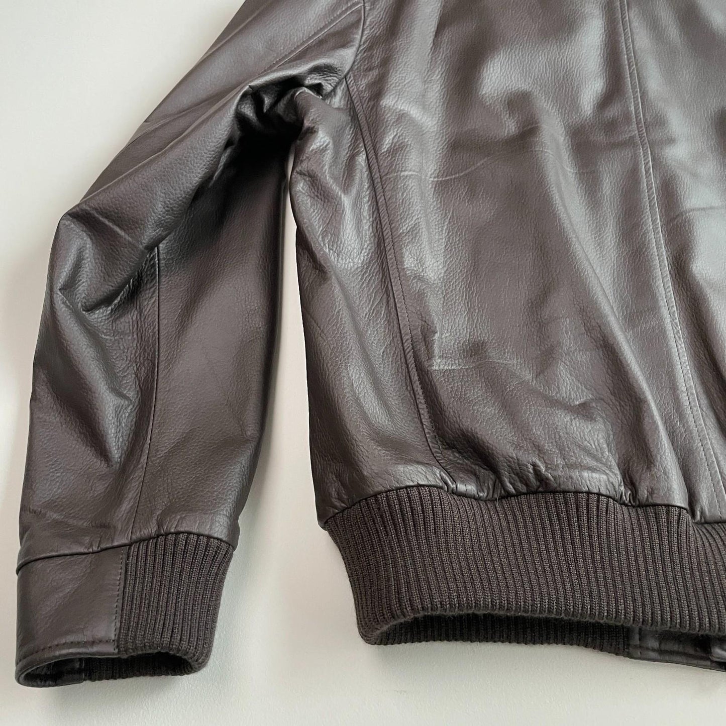 NWT Paul Stuart (XL) Deerskin Leather Chocolate Brown Bomber Jacket