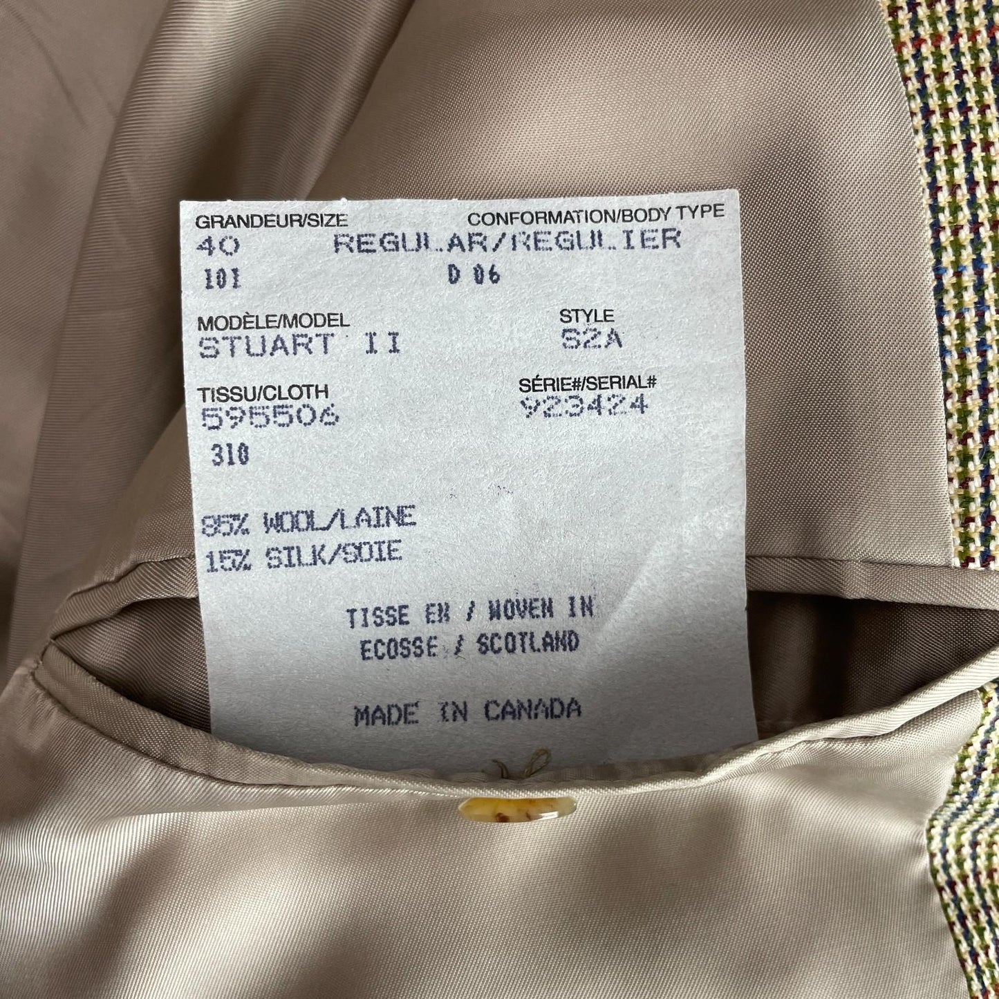 Paul Stuart (40R) Wool Silk Multicolor Sharkskin Two Button Sports Coat