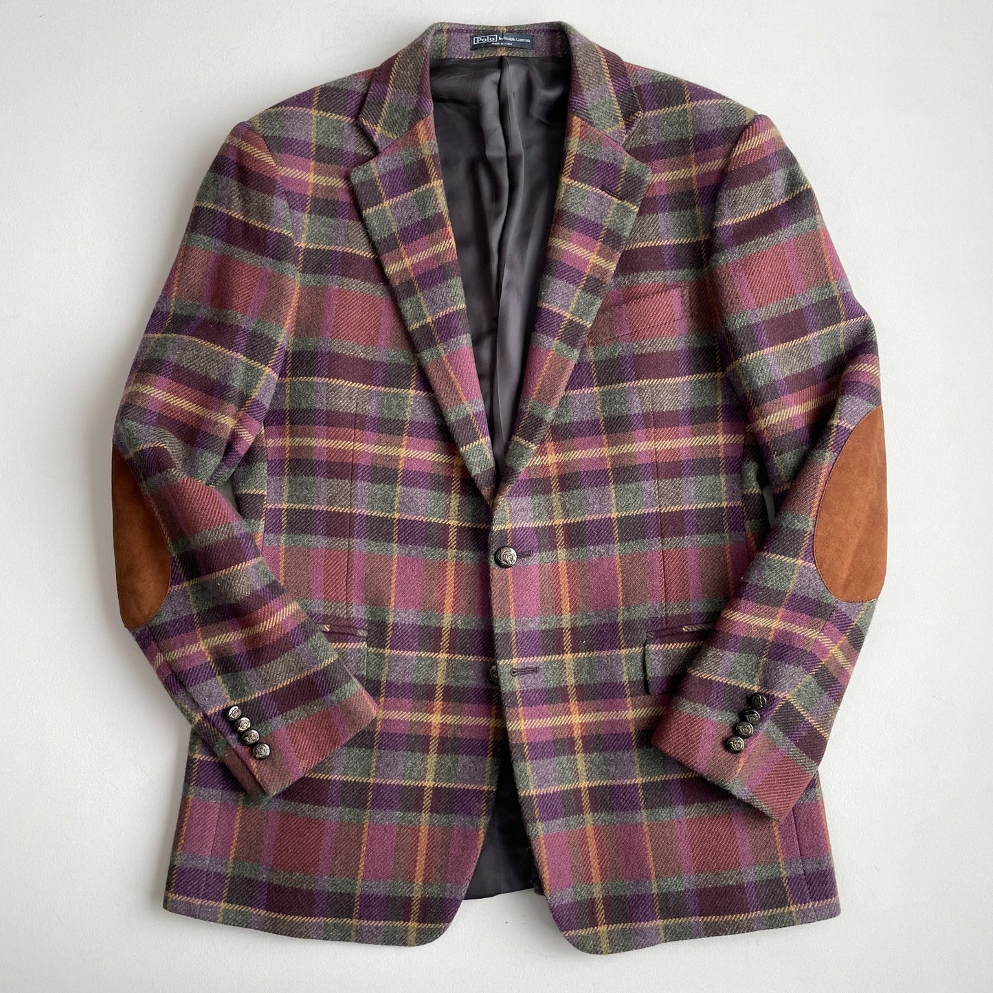 Polo Ralph Lauren (40R) Plum Wool Angora Plaid Tartan Bradford Sports Coat