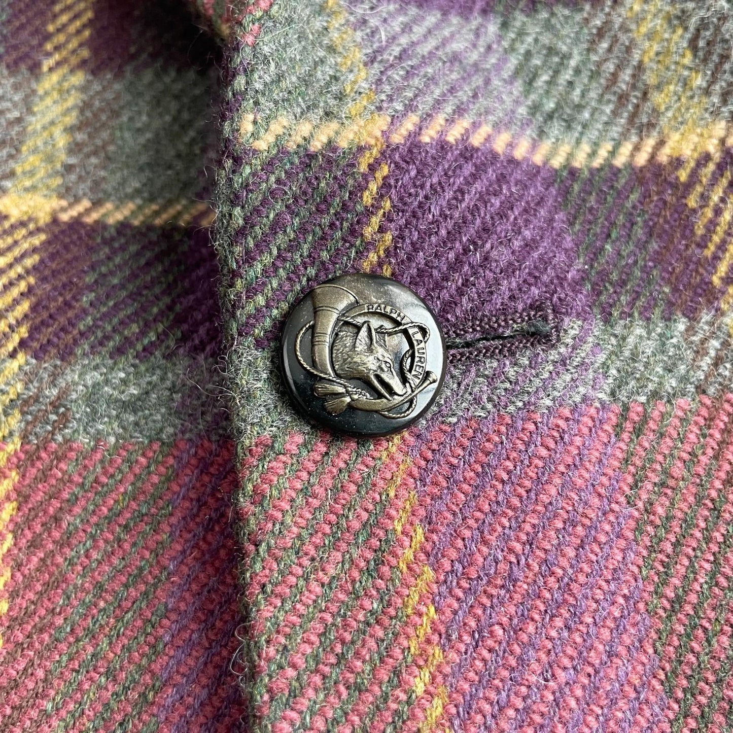 Polo Ralph Lauren (40R) Plum Wool Angora Plaid Tartan Bradford Sports Coat