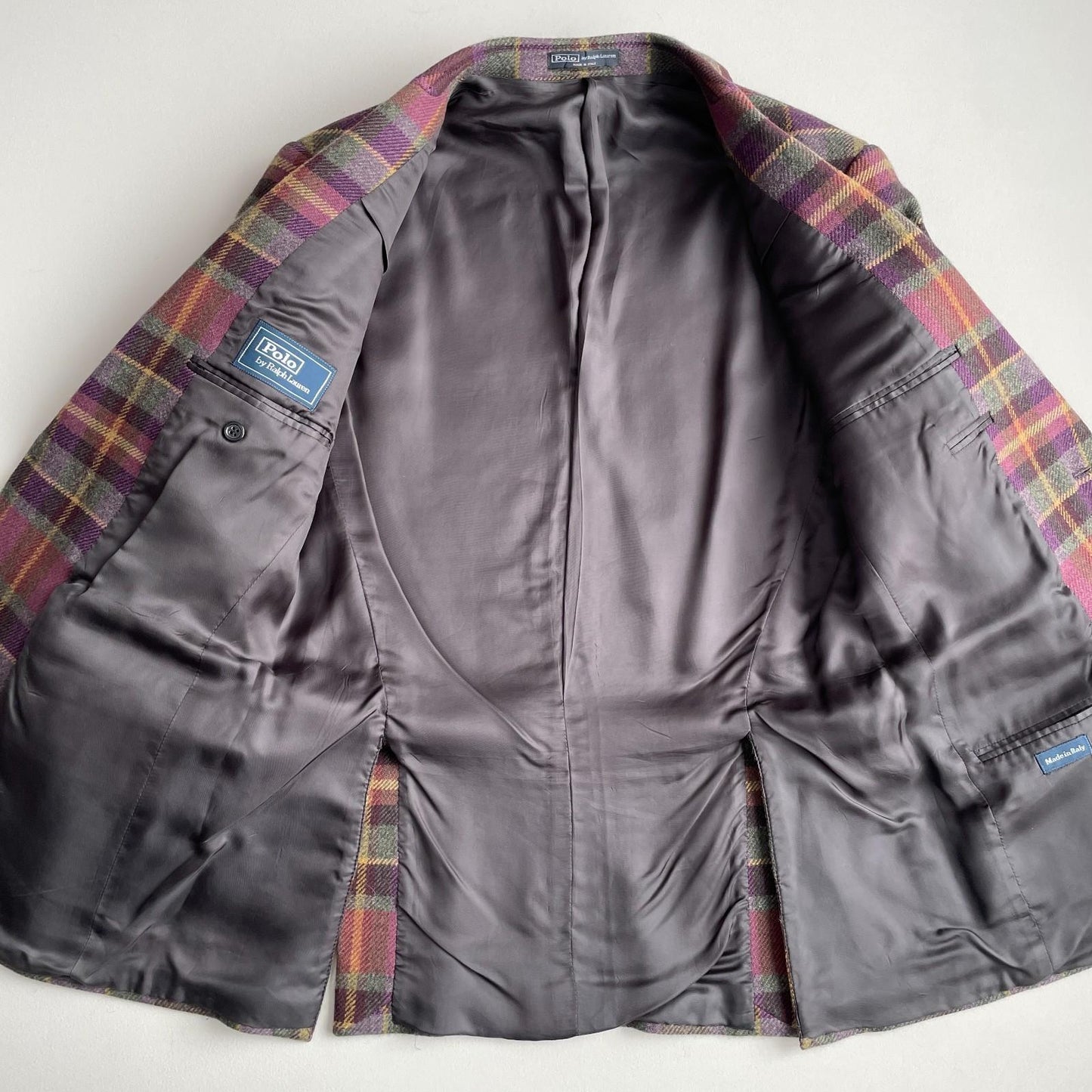 Polo Ralph Lauren (40R) Plum Wool Angora Plaid Tartan Bradford Sports Coat