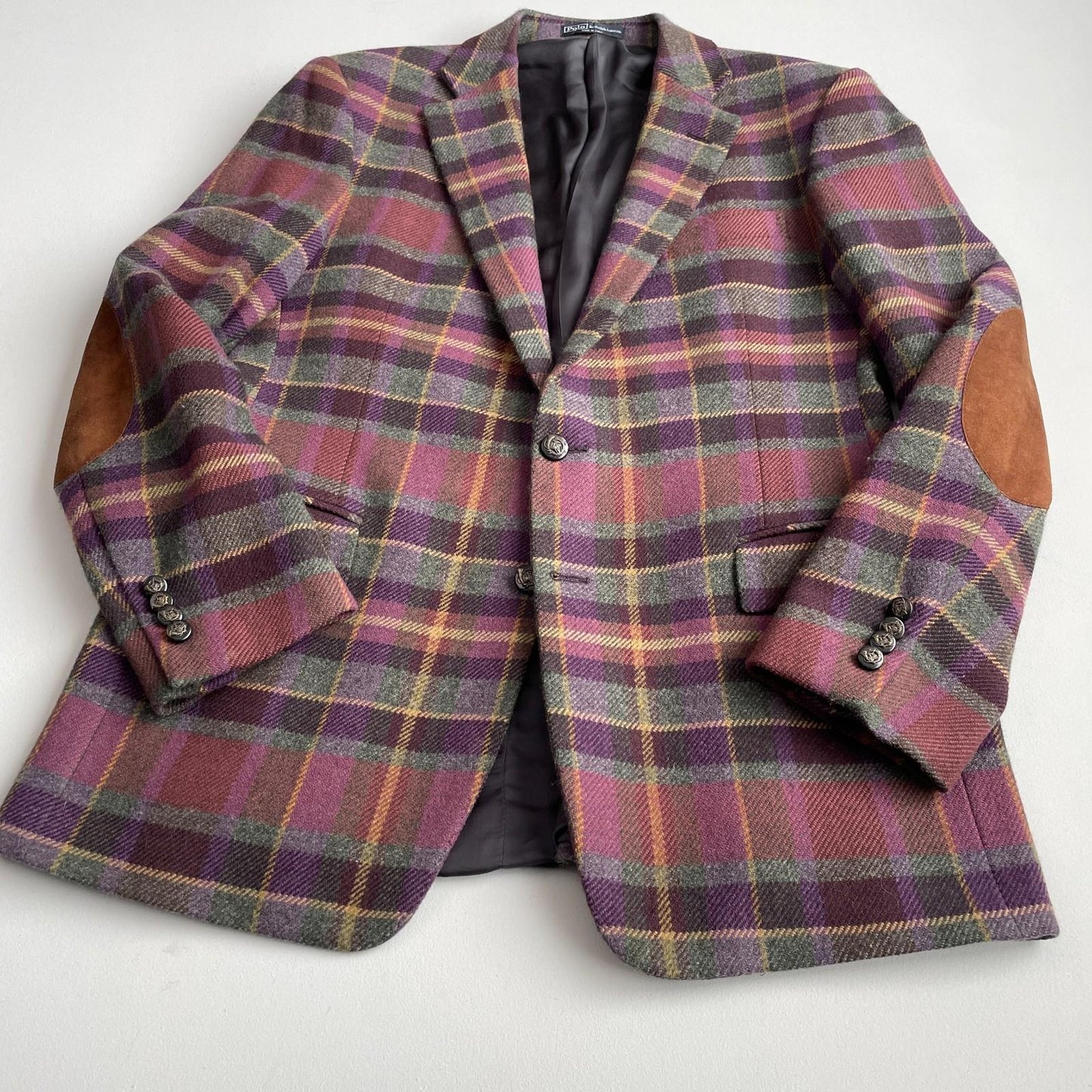 Polo Ralph Lauren (40R) Plum Wool Angora Plaid Tartan Bradford Sports Coat