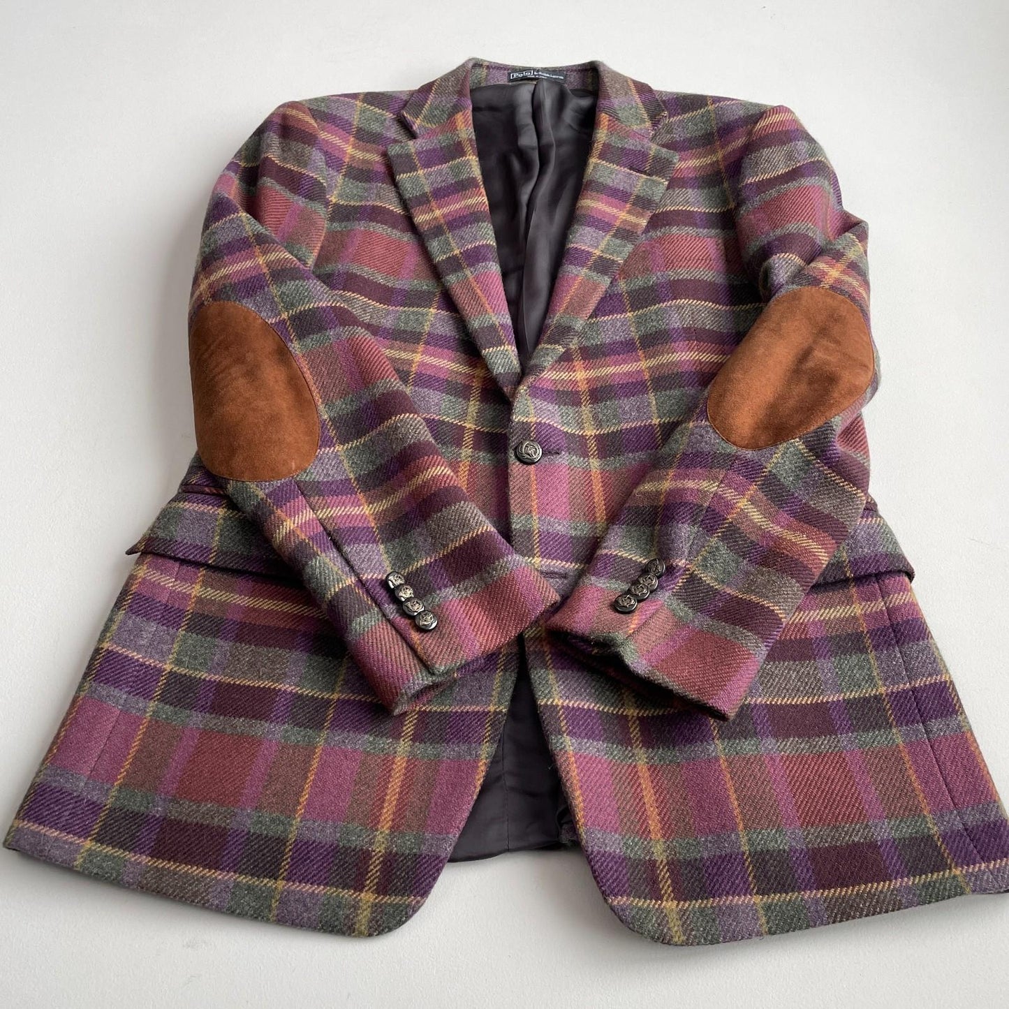 Polo Ralph Lauren (40R) Plum Wool Angora Plaid Tartan Bradford Sports Coat