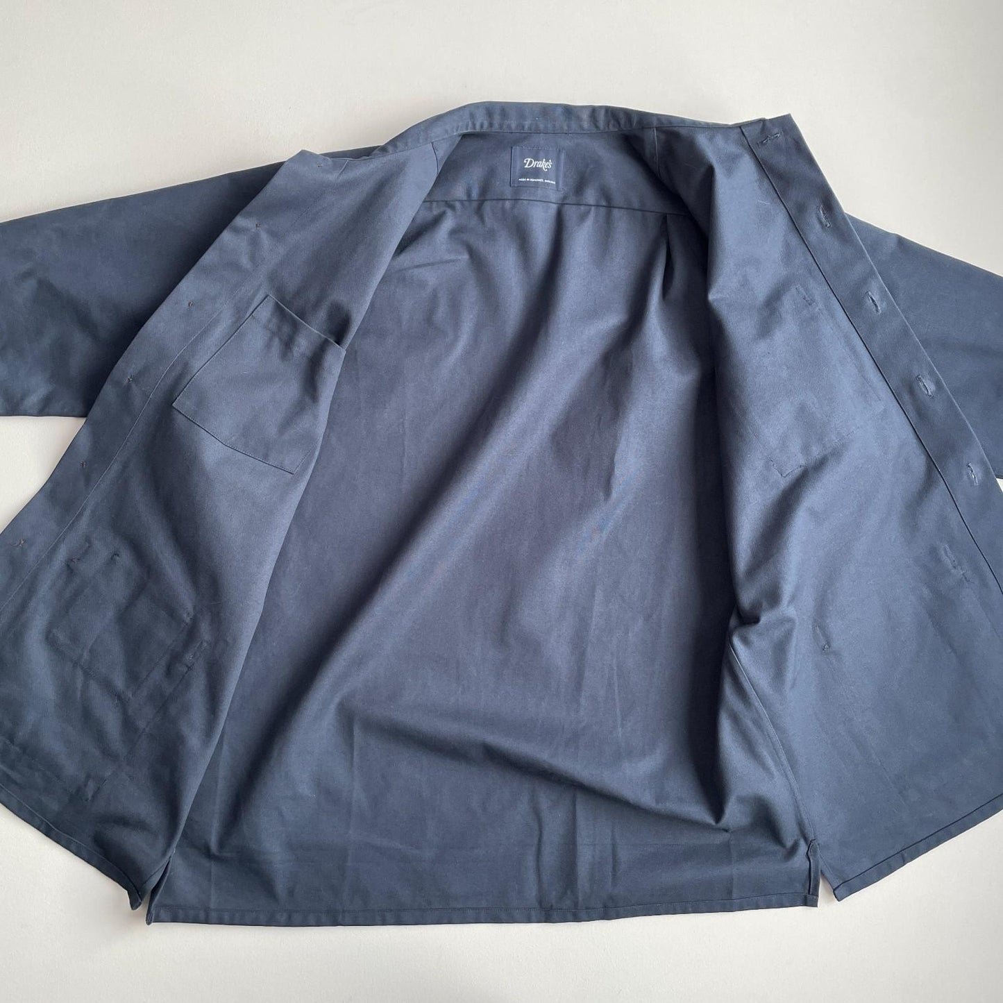 Drake's of London (L) Slate Blue Cotton Canvas Chore Coat Jacket