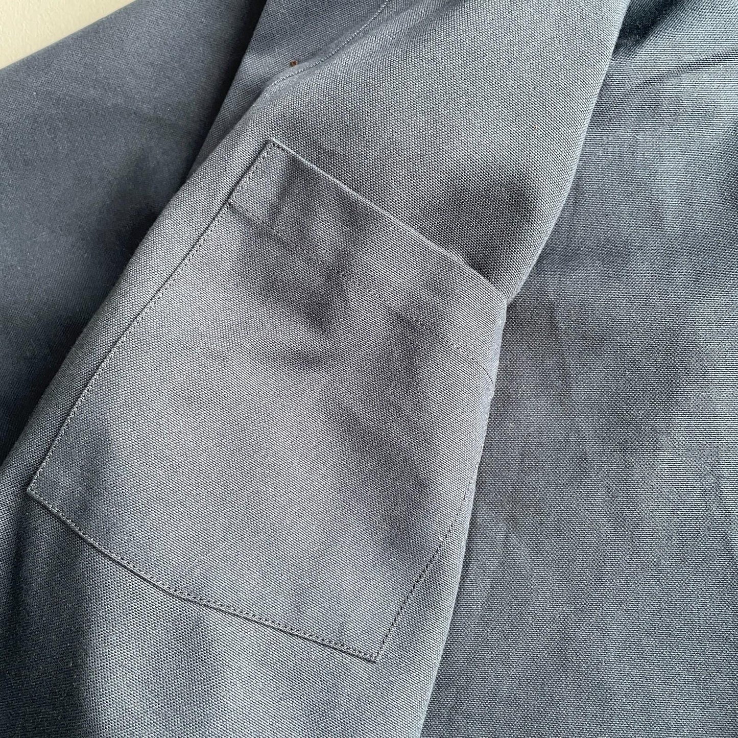 Drake's of London (L) Slate Blue Cotton Canvas Chore Coat Jacket