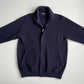 Paul Stuart (M) Navy Blue Wool Heavy Rib-Knit Zip Front Sweater Cardigan