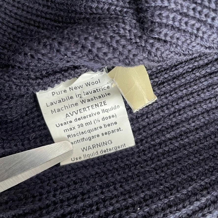 Paul Stuart (M) Navy Blue Wool Heavy Rib-Knit Zip Front Sweater Cardigan