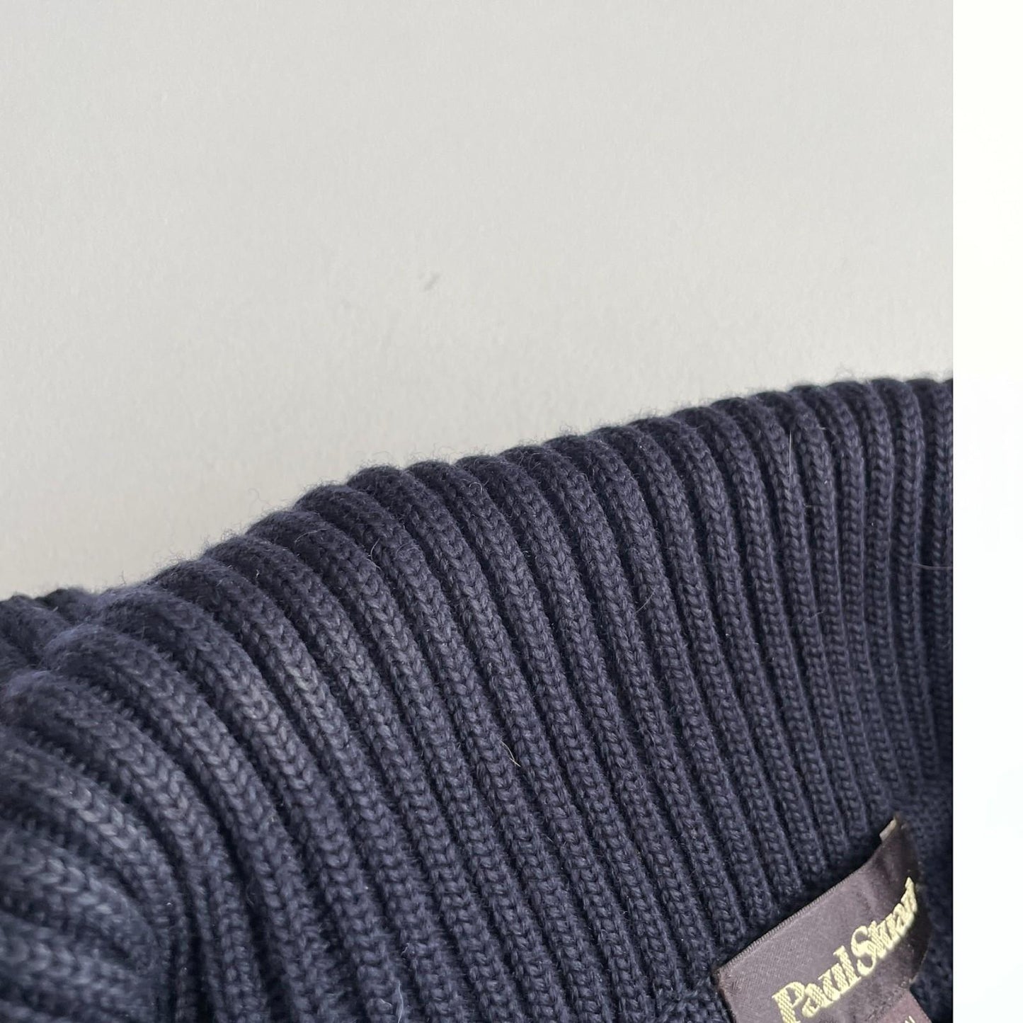 Paul Stuart (M) Navy Blue Wool Heavy Rib-Knit Zip Front Sweater Cardigan