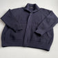 Paul Stuart (M) Navy Blue Wool Heavy Rib-Knit Zip Front Sweater Cardigan