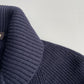 Paul Stuart (M) Navy Blue Wool Heavy Rib-Knit Zip Front Sweater Cardigan