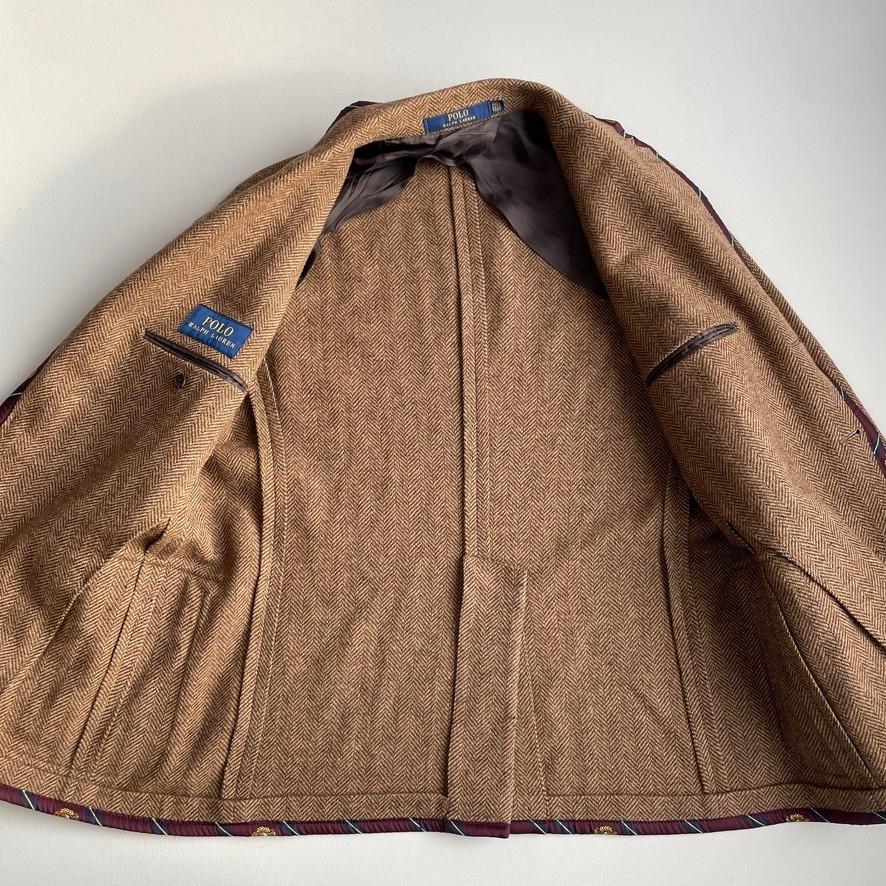 NWOT Polo Ralph Lauren (44R) Wool Tweed Rep Crest Trim Brown Sport Coat Jacket