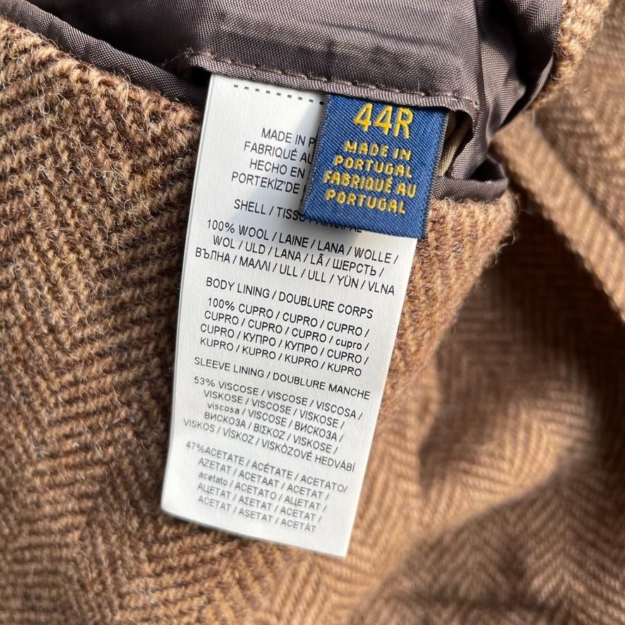 NWOT Polo Ralph Lauren (44R) Wool Tweed Rep Crest Trim Brown Sport Coat Jacket