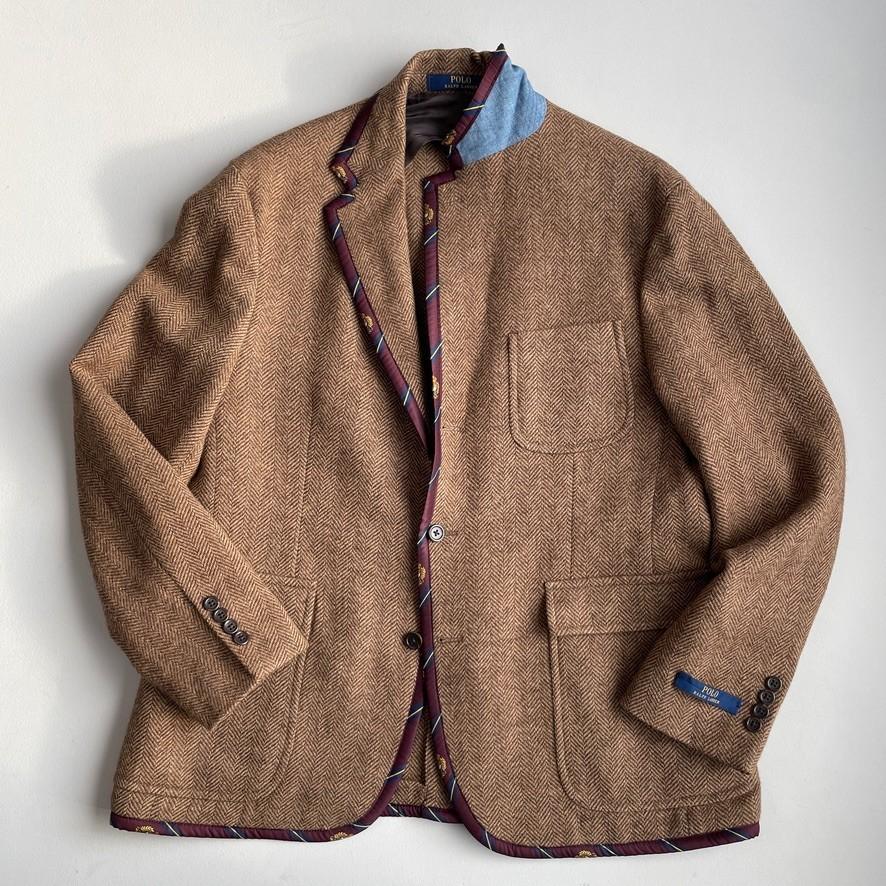 NWOT Polo Ralph Lauren (44R) Wool Tweed Rep Crest Trim Brown Sport Coat Jacket