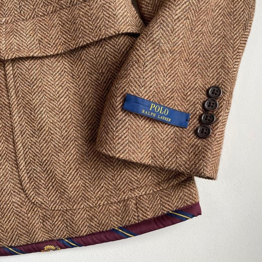 NWOT Polo Ralph Lauren (44R) Wool Tweed Rep Crest Trim Brown Sport Coat Jacket