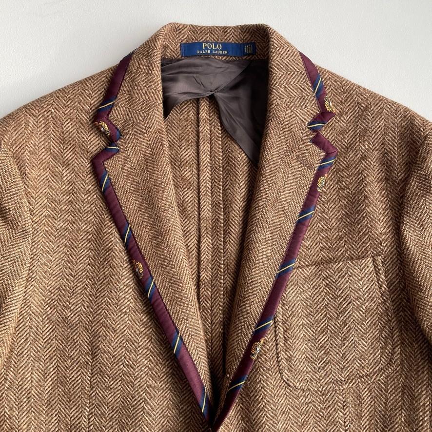 NWOT Polo Ralph Lauren (44R) Wool Tweed Rep Crest Trim Brown Sport Coat Jacket