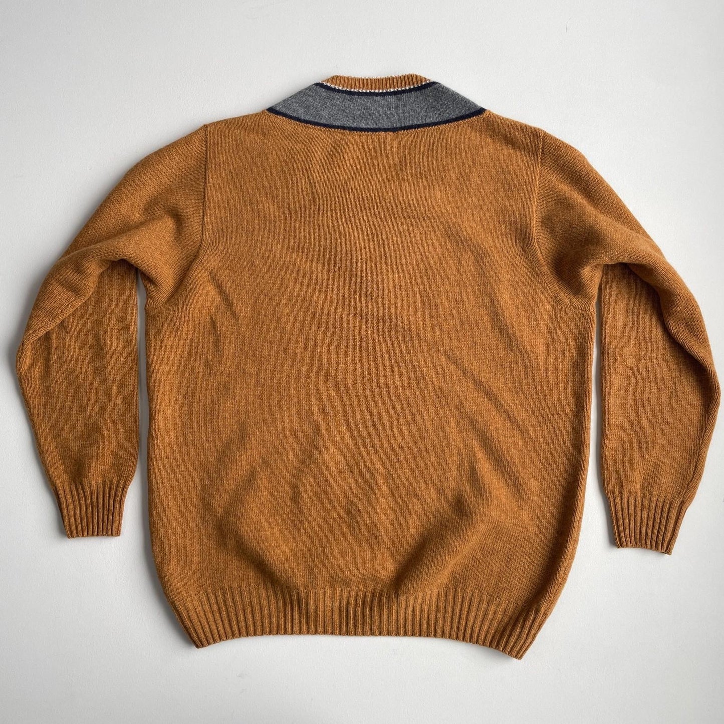 Phineas Cole by Paul Stuart (XL) Burnt Orange 100% Wool Cricket V-Neck Sweater