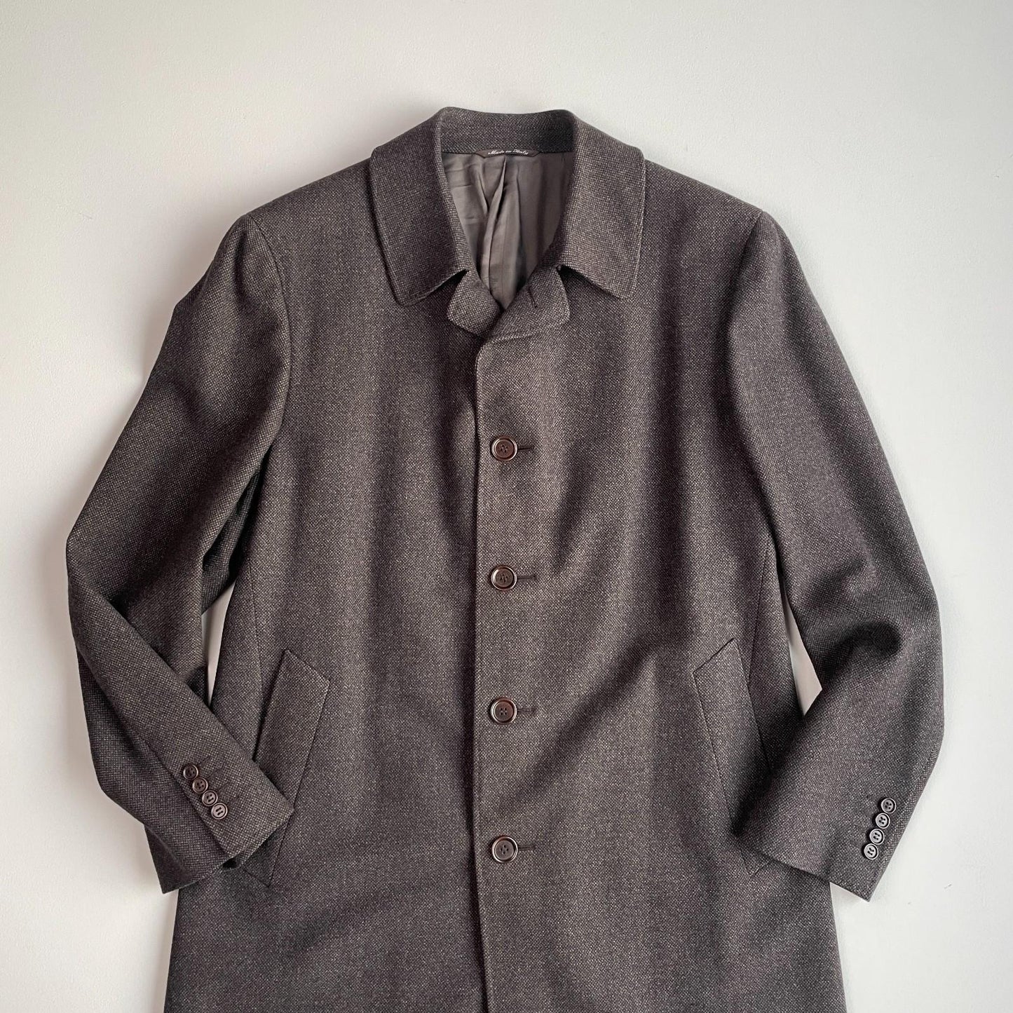Canali (52 EUR / 42US) 100% Wool Birdseye Brown Car Top Coat