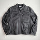 Barneys New York (XL) Black Leather Cafe Racer Motorcycle Jacket