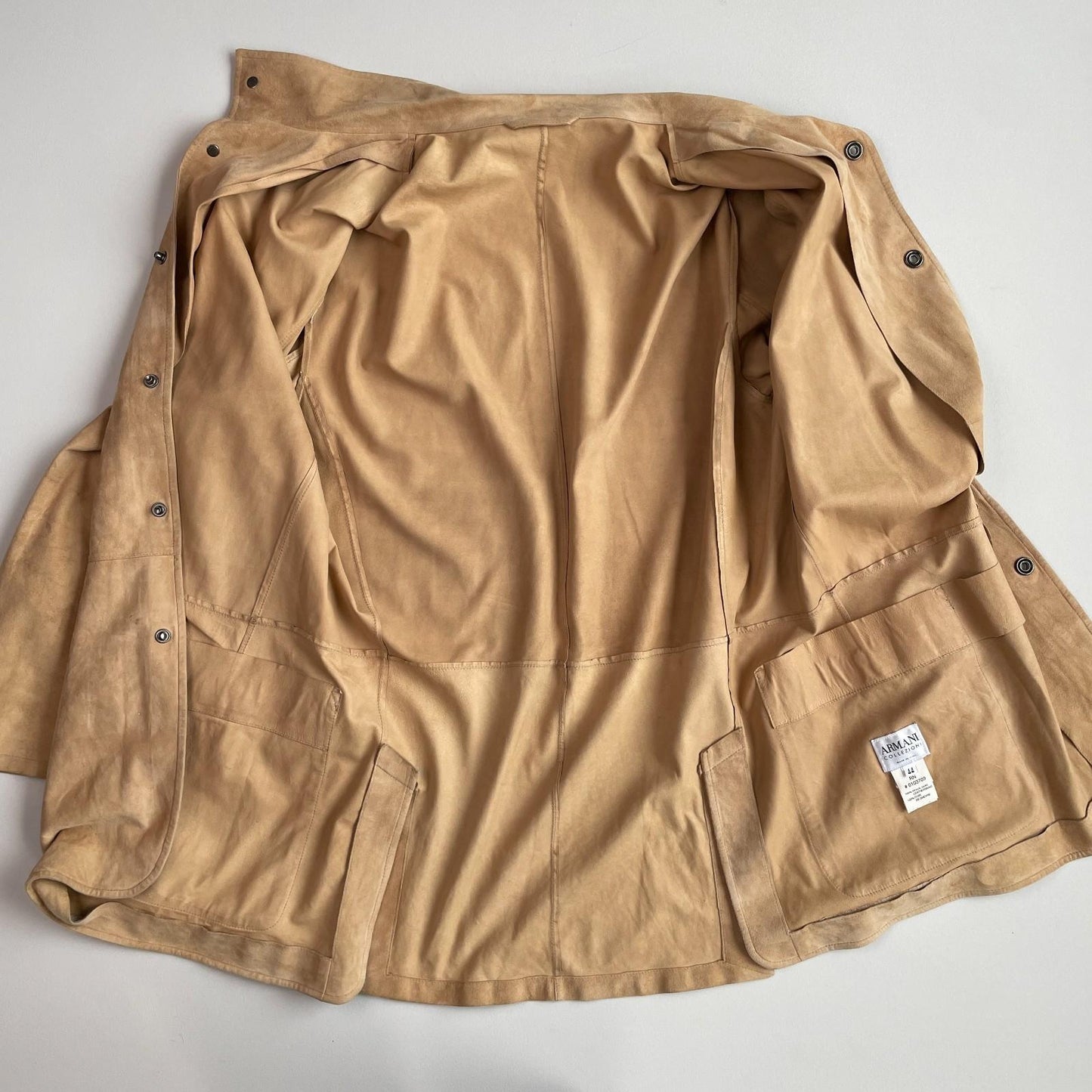 Armani Collezioni (44) Goat Suede Leather Metal Snap Button Chore Shirt Jacket