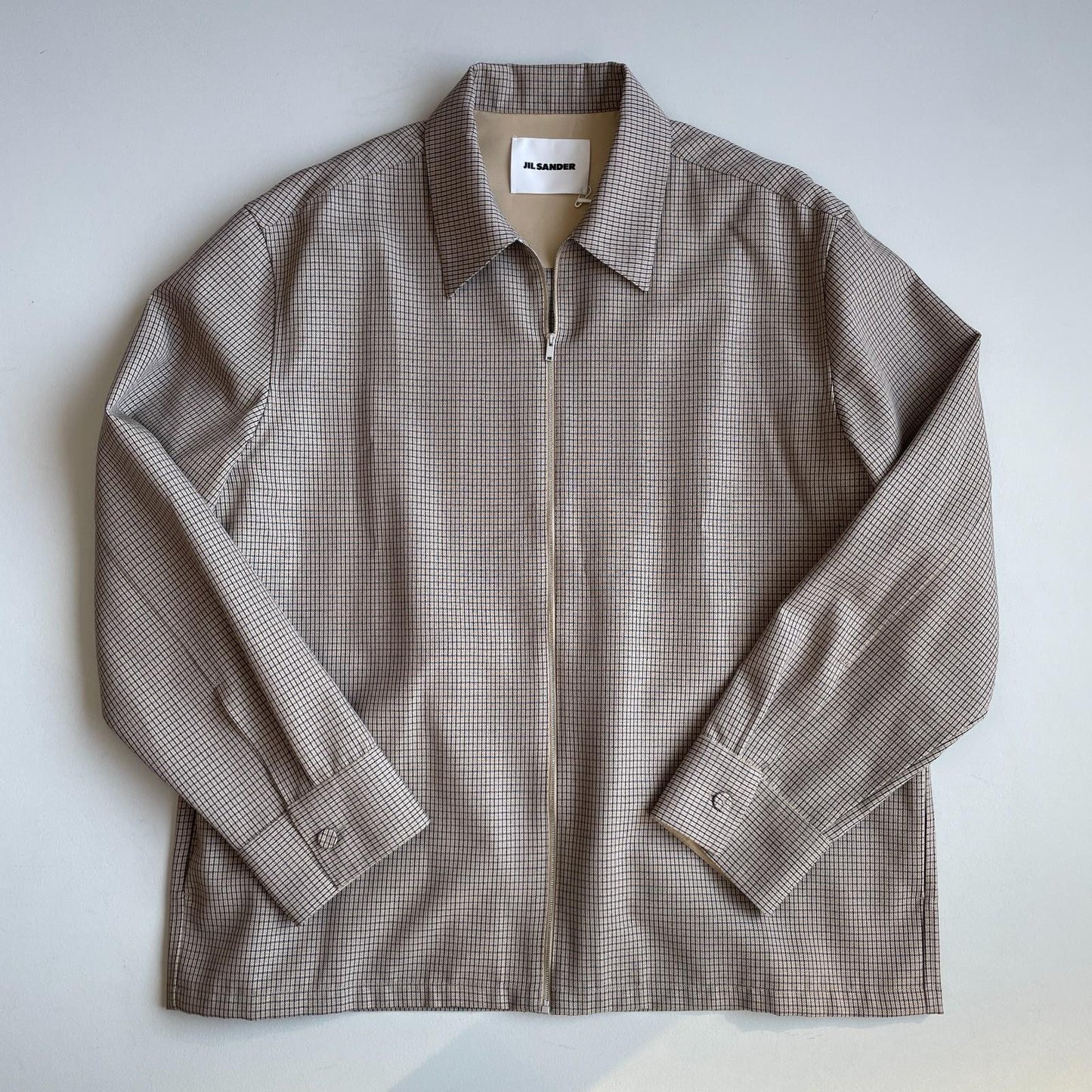 NWT Jil Sander (54 /2XL) 100% Wool Jacquard Grid Harrington-Style Jacket