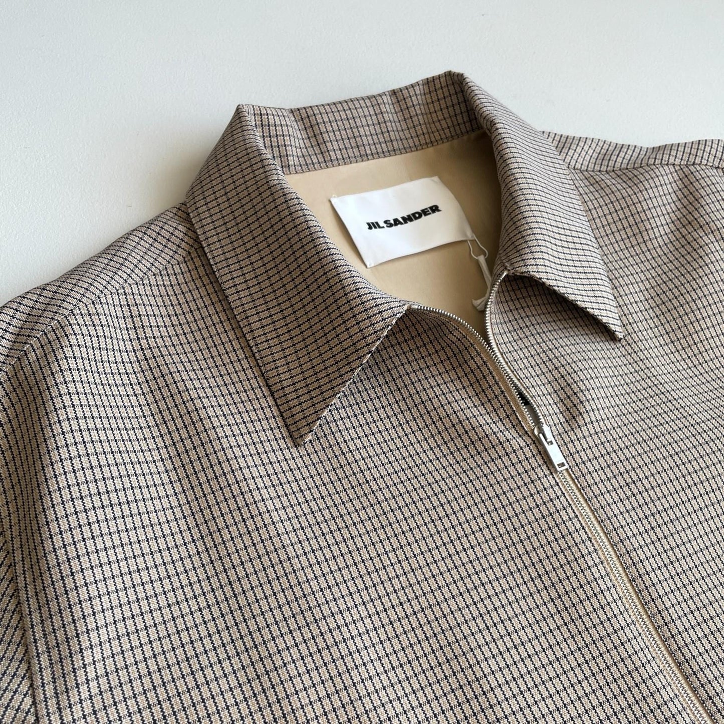 NWT Jil Sander (54 /2XL) 100% Wool Jacquard Grid Harrington-Style Jacket
