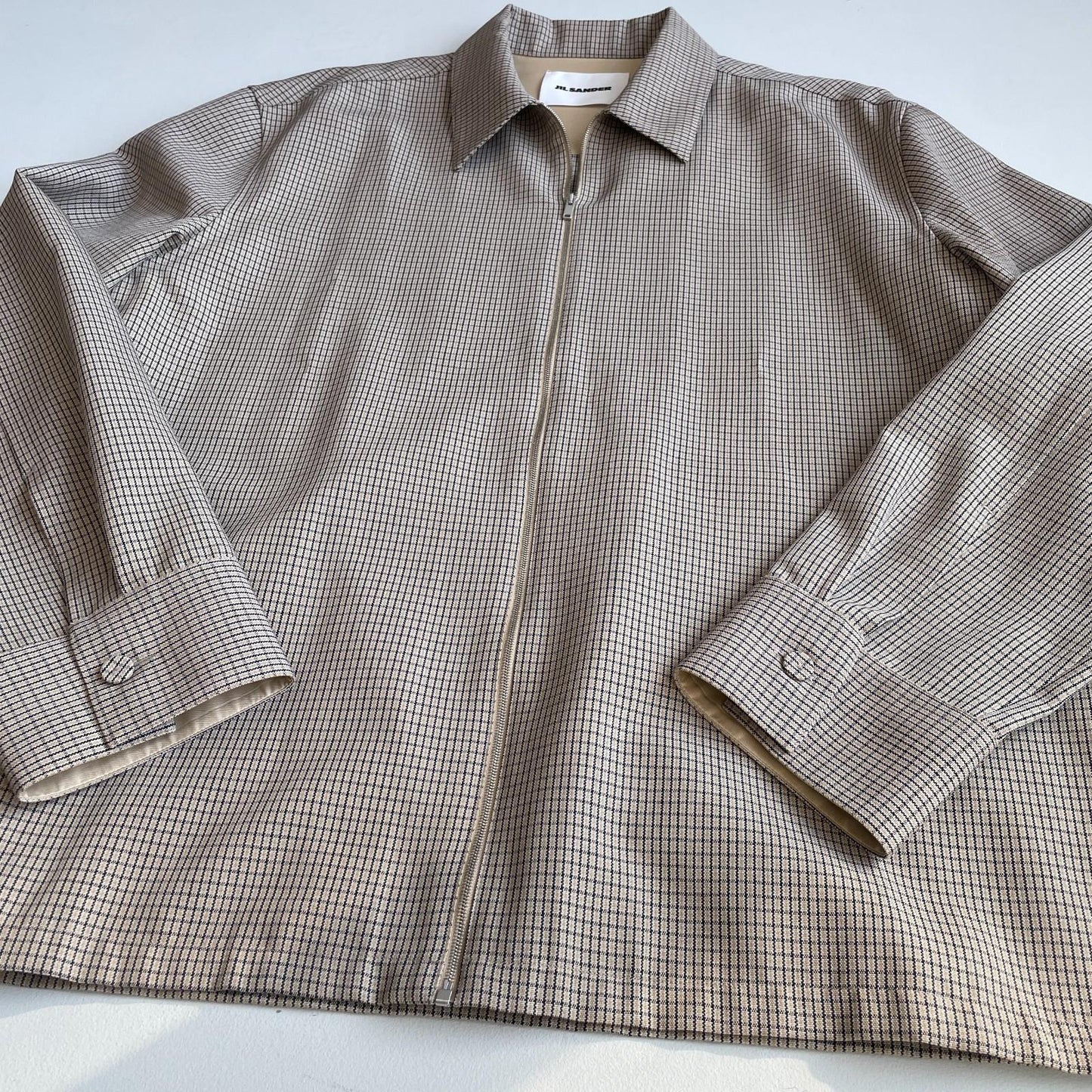 NWT Jil Sander (54 /2XL) 100% Wool Jacquard Grid Harrington-Style Jacket