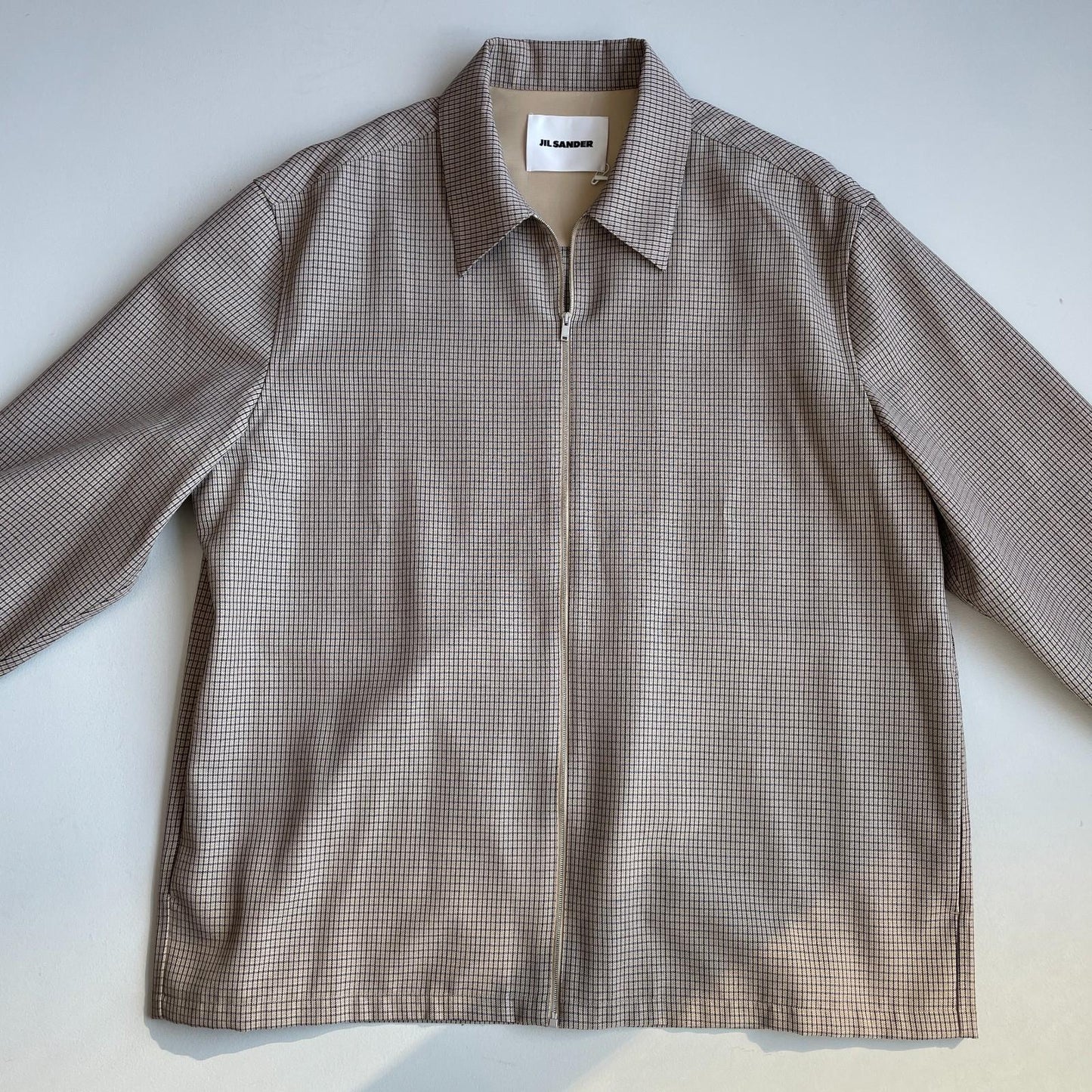NWT Jil Sander (54 /2XL) 100% Wool Jacquard Grid Harrington-Style Jacket