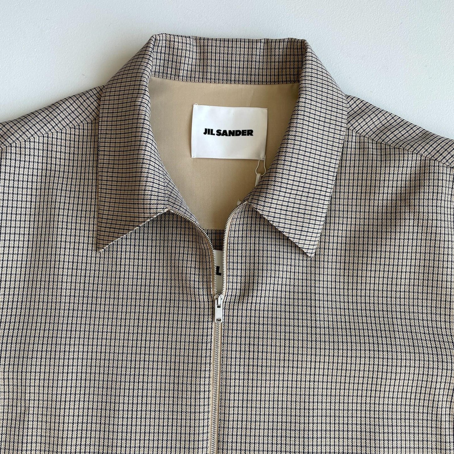 NWT Jil Sander (54 /2XL) 100% Wool Jacquard Grid Harrington-Style Jacket