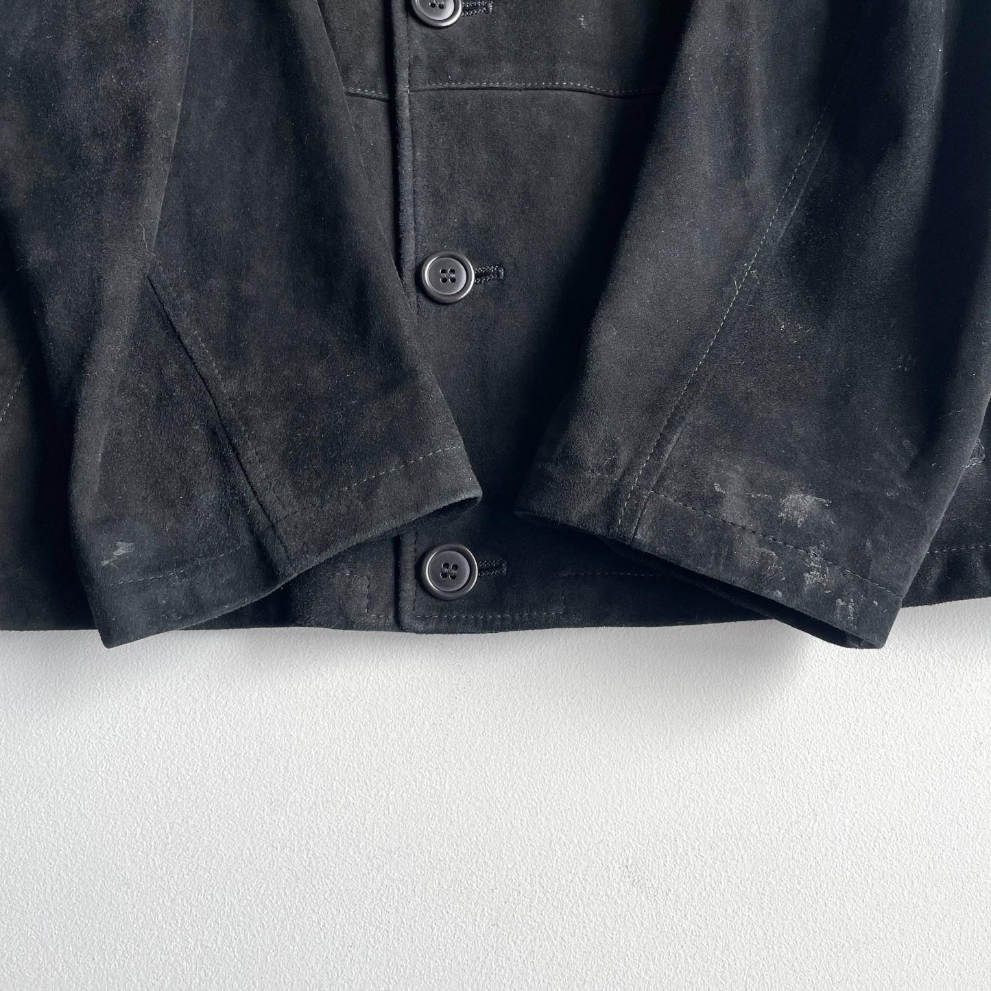 Ermenegildo Zenga (52/L) Black Suede Leather Button Front Jacket