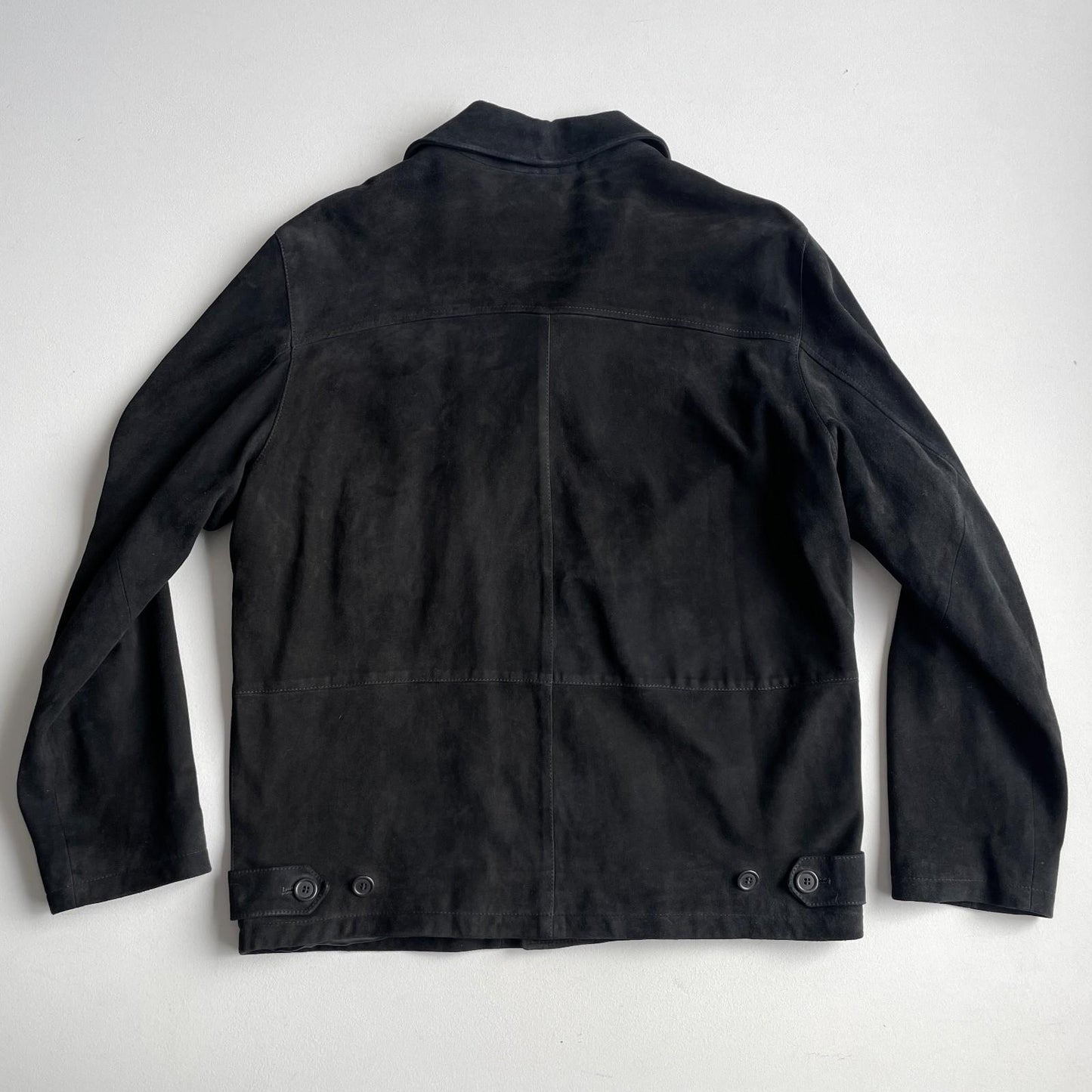 Ermenegildo Zenga (52/L) Black Suede Leather Button Front Jacket