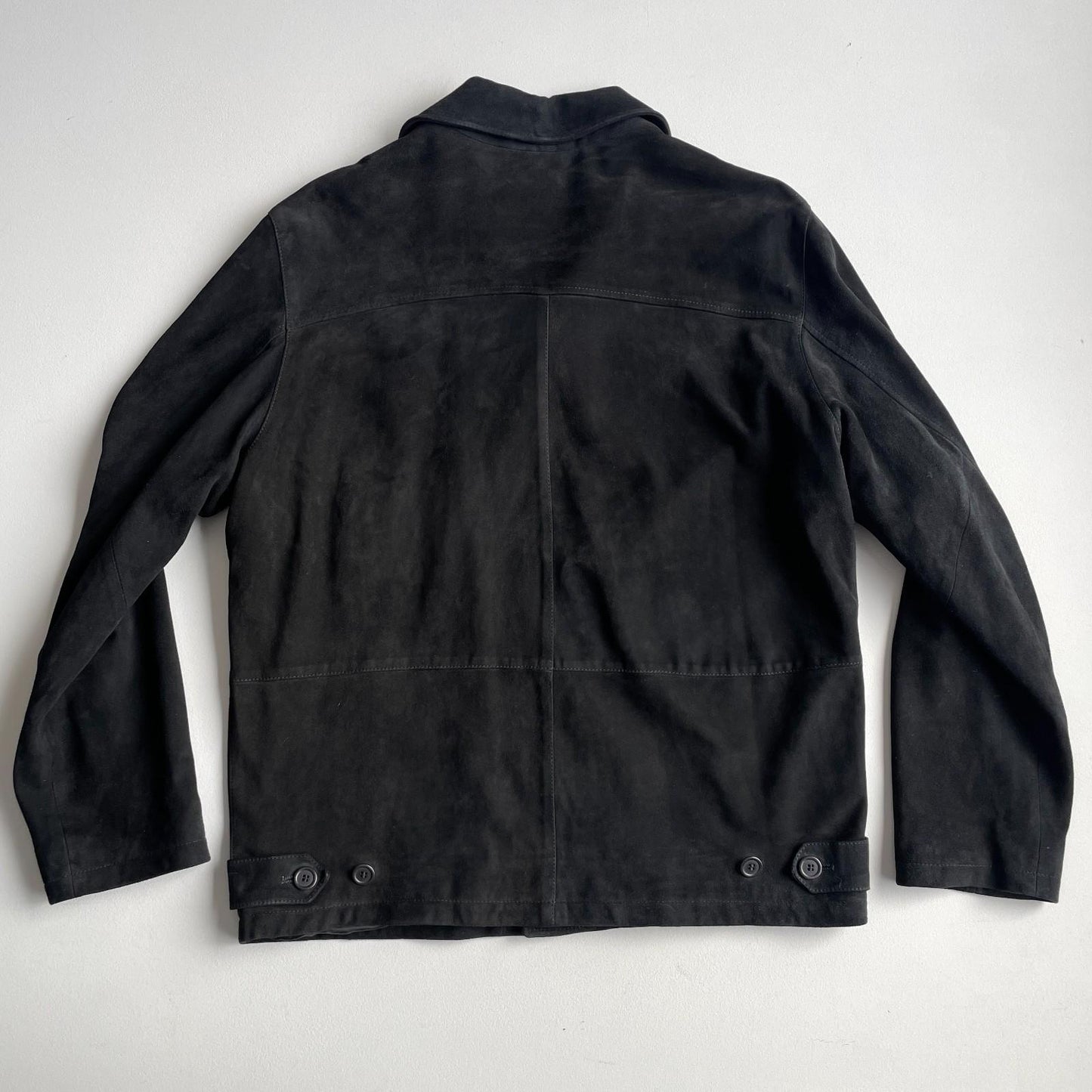 Ermenegildo Zenga (52/L) Black Suede Leather Button Front Jacket
