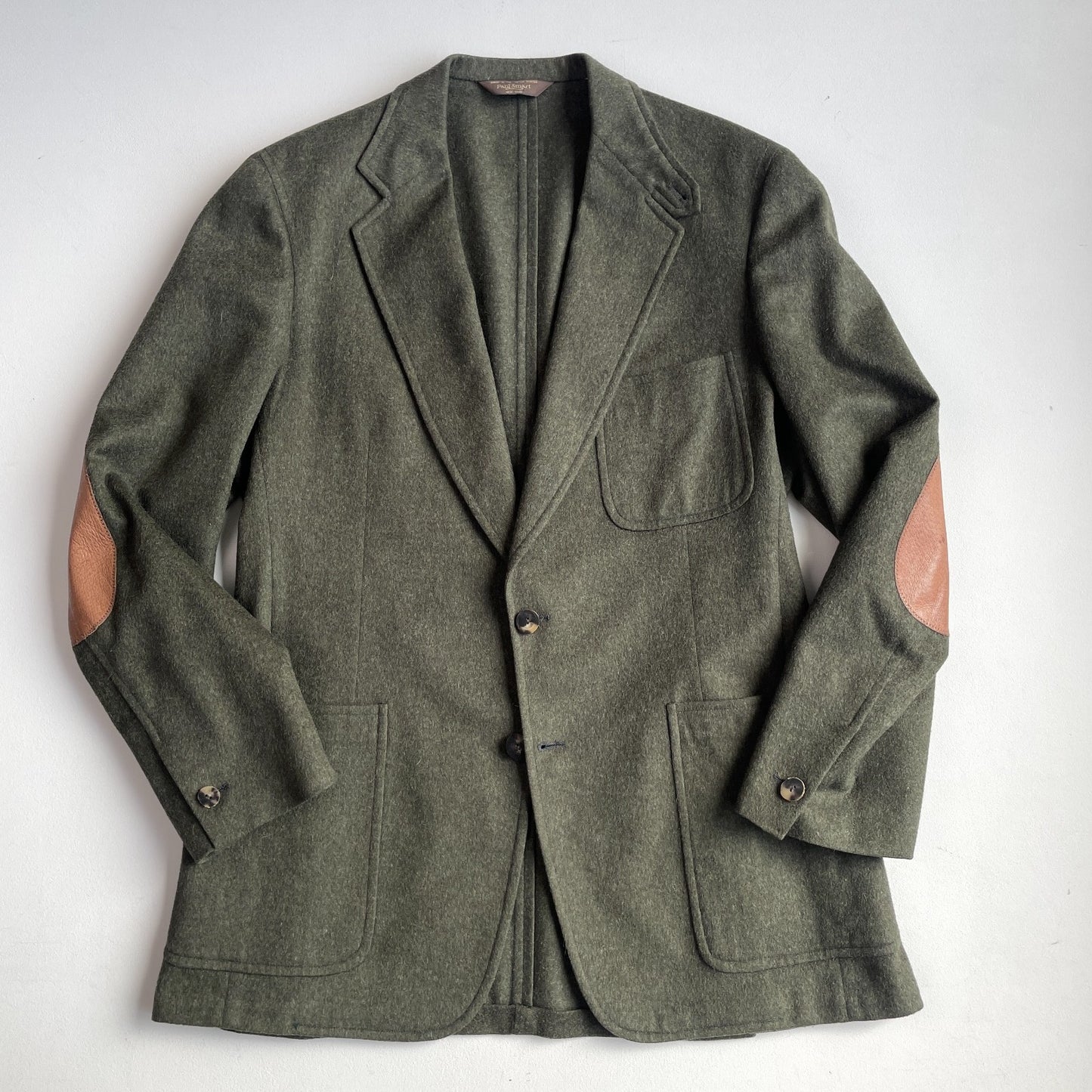 VNTG Paul Stuart (44L) Moss Green Flannel Wool Patch Pocket Country Sports Coat