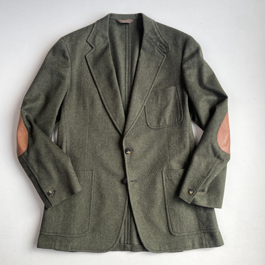 VNTG Paul Stuart (44L) Moss Green Flannel Wool Patch Pocket Country Sports Coat